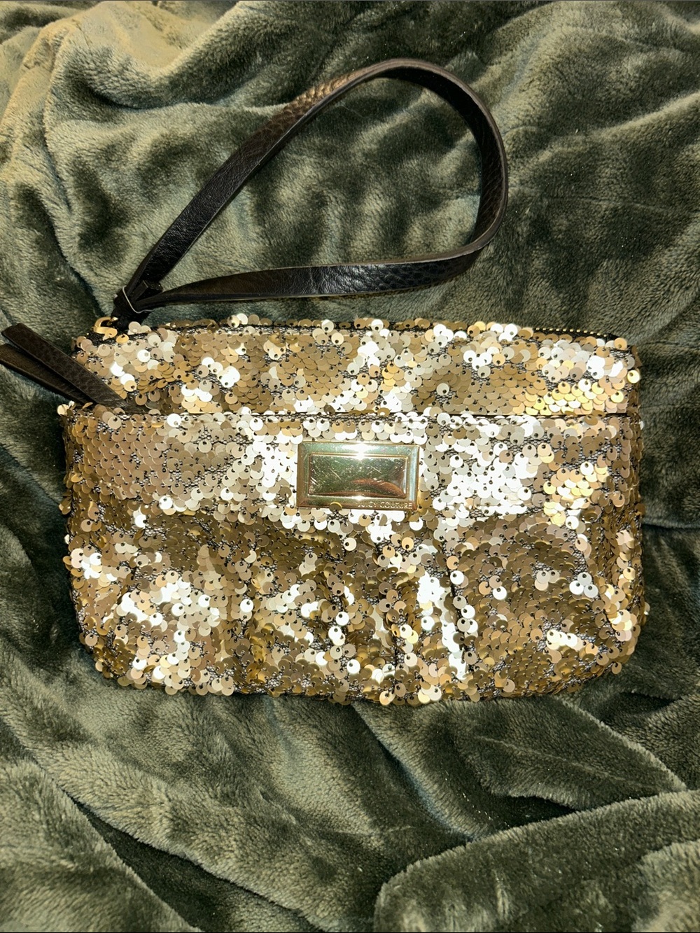 Juicy Couture Gold Sequin Wristlet Clutch